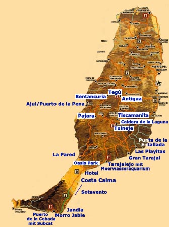Karte von Fuerteventura